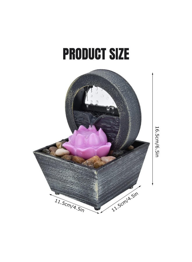 ARABIQO Indoor Tabletop Water Fountain with LED Rolling Ball, Feng Shui Waterfall Fountain for Home & Office Décor, Modern Living Room Table Fountain, Relaxing Water Feature Gift (Multicolor lotus Flower) - Image 3